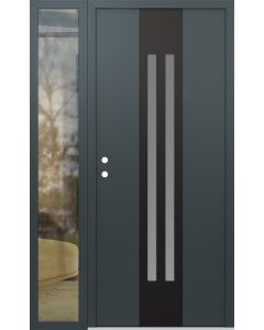 DIAMOND A8 50" X 80" ANTHRACITE/ANTHRACITE FROSTED GLASS PANEL BLACK RHI WITH SIDELITE CLEAR GLASS