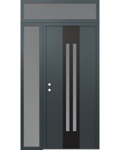 DIAMOND A8 48" X 96" ANTHRACITE/ANTHRACITE FROSTED GLASS PANEL BLACK RHI WITH SIDELITE AND TRANSOM FROSTED GLASS