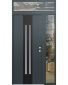 DIAMOND A8 50" X 96" ANTHRACITE/ANTHRACITE FROSTED GLASS PANEL BLACK LHI WITH SIDELITE AND TRANSOM CLEAR GLASS