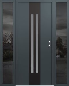 DIAMOND A8 68" X 80" ANTHRACITE/ANTHRACITE FROSTED GLASS PANEL BLACK LHI WITH 2 SIDELITES MIRRORED GLASS