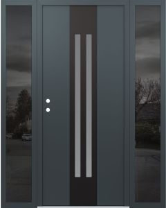 DIAMOND A8 68" X 80" ANTHRACITE/ANTHRACITE FROSTED GLASS PANEL BLACK RHI WITH 2 SIDELITES MIRRORED GLASS