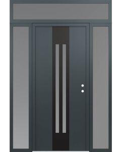 DIAMOND A8 68" X 96" ANTHRACITE/ANTHRACITE FROSTED GLASS PANEL BLACK LHI WITH 2 SIDELITES AND TRANSOM FROSTED GLASS