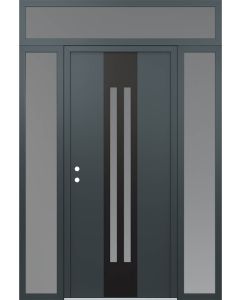 DIAMOND A8 68" X 96" ANTHRACITE/ANTHRACITE FROSTED GLASS PANEL BLACK RHI WITH 2 SIDELITES AND TRANSOM FROSTED GLASS