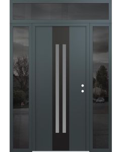 DIAMOND A8 68" X 96" ANTHRACITE/ANTHRACITE FROSTED GLASS PANEL BLACK LHI WITH 2 SIDELITES AND TRANSOM MIRRORED GLASS