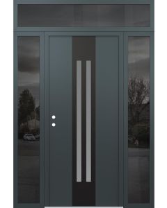 DIAMOND A8 68" X 96" ANTHRACITE/ANTHRACITE FROSTED GLASS PANEL BLACK RHI WITH 2 SIDELITES AND TRANSOM MIRRORED GLASS