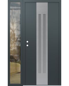 DIAMOND A8 48" X 80" ANTHRACITE/ANTHRACITE FROSTED GLASS PANEL STAINLESS STEEL RHI WITH SIDELITE CLEAR GLASS
