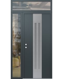 DIAMOND A8 52" X 96" ANTHRACITE/ANTHRACITE FROSTED GLASS PANEL STAINLESS STEEL RHI WITH SIDELITE AND TRANSOM CLEAR GLASS
