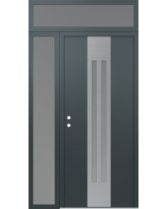 DIAMOND A8 50" X 96" ANTHRACITE/ANTHRACITE FROSTED GLASS PANEL STAINLESS STEEL RHI WITH SIDELITE AND TRANSOM FROSTED GLASS