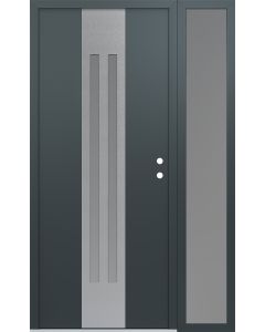 DIAMOND A8 50" X 80" ANTHRACITE/ANTHRACITE FROSTED GLASS PANEL STAINLESS STEEL LHI WITH SIDELITE FROSTED GLASS