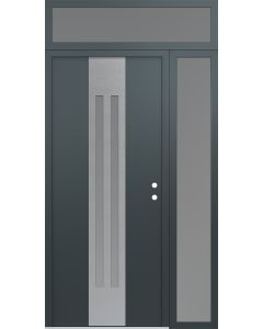 DIAMOND A8 50" X 96" ANTHRACITE/ANTHRACITE FROSTED GLASS PANEL STAINLESS STEEL LHI WITH SIDELITE AND TRANSOM FROSTED GLASS