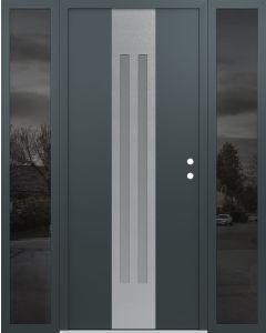 DIAMOND A8 64" X 80" ANTHRACITE/ANTHRACITE FROSTED GLASS PANEL STAINLESS STEEL LHI WITH 2 SIDELITES MIRRORED GLASS