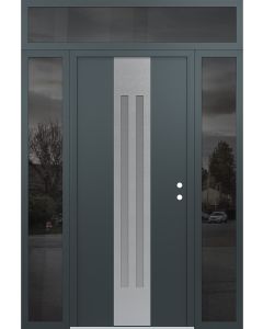 DIAMOND A8 64" X 96" ANTHRACITE/ANTHRACITE FROSTED GLASS PANEL STAINLESS STEEL LHI WITH 2 SIDELITES AND TRANSOM MIRRORED GLASS
