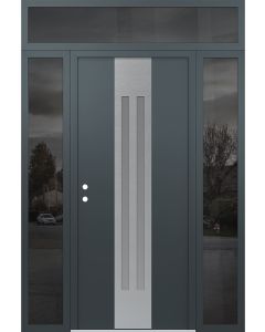 DIAMOND A8 64" X 96" ANTHRACITE/ANTHRACITE FROSTED GLASS PANEL STAINLESS STEEL RHI WITH 2 SIDELITES AND TRANSOM MIRRORED GLASS
