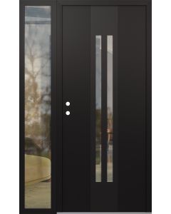 DIAMOND A8 50" X 80" BLACK/BLACK CLEAR GLASS PANEL BLACK RHI WITH SIDELITE CLEAR GLASS
