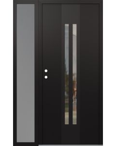 DIAMOND A8 50" X 80" BLACK/BLACK CLEAR GLASS PANEL BLACK RHI WITH SIDELITE FROSTED GLASS