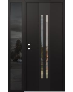 DIAMOND A8 50" X 80" BLACK/BLACK CLEAR GLASS PANEL BLACK RHI WITH SIDELITE MIRRORED GLASS