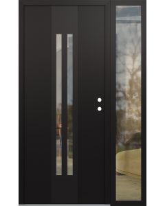 DIAMOND A8 50" X 80" BLACK/BLACK CLEAR GLASS PANEL BLACK LHI WITH SIDELITE CLEAR GLASS