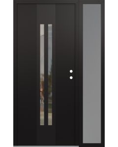 DIAMOND A8 50" X 80" BLACK/BLACK CLEAR GLASS PANEL BLACK LHI WITH SIDELITE FROSTED GLASS