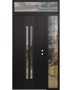 DIAMOND A8 48" X 96" BLACK/BLACK CLEAR GLASS PANEL BLACK LHI WITH SIDELITE AND TRANSOM CLEAR GLASS
