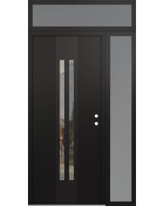 DIAMOND A8 50" X 96" BLACK/BLACK CLEAR GLASS PANEL BLACK LHI WITH SIDELITE AND TRANSOM FROSTED GLASS