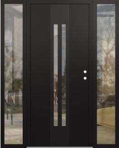 DIAMOND A8 68" X 80" BLACK/BLACK CLEAR GLASS PANEL BLACK LHI WITH 2 SIDELITES CLEAR GLASS