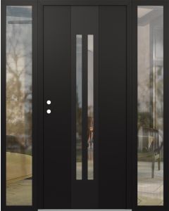 DIAMOND A8 60" X 80" BLACK/BLACK CLEAR GLASS PANEL BLACK RHI WITH 2 SIDELITES CLEAR GLASS