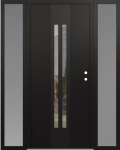 DIAMOND A8 68" X 80" BLACK/BLACK CLEAR GLASS PANEL BLACK LHI WITH 2 SIDELITES FROSTED GLASS