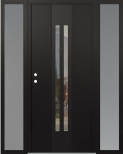 DIAMOND A8 68" X 80" BLACK/BLACK CLEAR GLASS PANEL BLACK RHI WITH 2 SIDELITES FROSTED GLASS