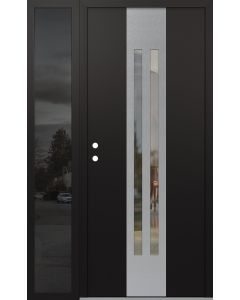 DIAMOND A8 50" X 80" BLACK/BLACK CLEAR GLASS PANEL STAINLESS STEEL RHI WITH SIDELITE MIRRORED GLASS