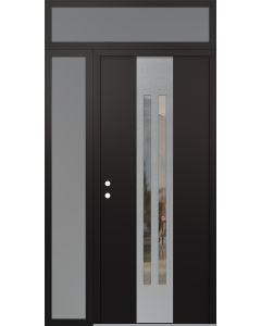 DIAMOND A8 52" X 96" BLACK/BLACK CLEAR GLASS PANEL STAINLESS STEEL RHI WITH SIDELITE AND TRANSOM FROSTED GLASS