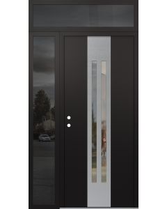 DIAMOND A8 48" X 96" BLACK/BLACK CLEAR GLASS PANEL STAINLESS STEEL RHI WITH SIDELITE AND TRANSOM MIRRORED GLASS