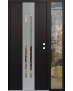 DIAMOND A8 50" X 80" BLACK/BLACK CLEAR GLASS PANEL STAINLESS STEEL LHI WITH SIDELITE CLEAR GLASS