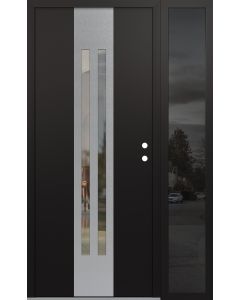 DIAMOND A8 50" X 80" BLACK/BLACK CLEAR GLASS PANEL STAINLESS STEEL LHI WITH SIDELITE MIRRORED GLASS