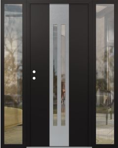 DIAMOND A8 60" X 80" BLACK/BLACK CLEAR GLASS PANEL STAINLESS STEEL RHI WITH 2 SIDELITES CLEAR GLASS