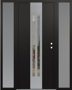DIAMOND A8 68" X 80" BLACK/BLACK CLEAR GLASS PANEL STAINLESS STEEL LHI WITH 2 SIDELITES FROSTED GLASS