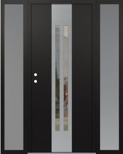 DIAMOND A8 68" X 80" BLACK/BLACK CLEAR GLASS PANEL STAINLESS STEEL RHI WITH 2 SIDELITES FROSTED GLASS