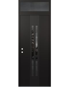 DIAMOND A8 36" X 96" BLACK/BLACK MIRRORED GLASS PANEL BLACK RHI WITH TRANSOM MIRRORED GLASS