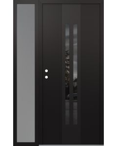 DIAMOND A8 52" X 80" BLACK/BLACK MIRRORED GLASS PANEL BLACK RHI WITH SIDELITE FROSTED GLASS