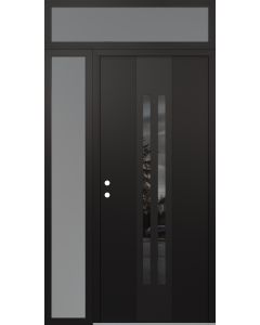 DIAMOND A8 48" X 96" BLACK/BLACK MIRRORED GLASS PANEL BLACK RHI WITH SIDELITE AND TRANSOM FROSTED GLASS