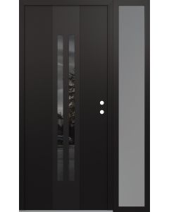 DIAMOND A8 52" X 80" BLACK/BLACK MIRRORED GLASS PANEL BLACK LHI WITH SIDELITE FROSTED GLASS