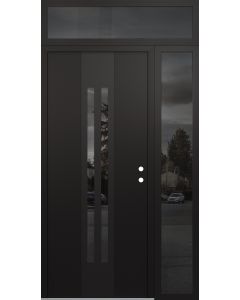 DIAMOND A8 48" X 96" BLACK/BLACK MIRRORED GLASS PANEL BLACK LHI WITH SIDELITE AND TRANSOM MIRRORED GLASS