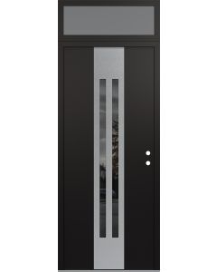 DIAMOND A8 36" X 96" BLACK/BLACK MIRRORED GLASS PANEL STAINLESS STEEL LHI WITH TRANSOM FROSTED GLASS
