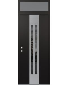 DIAMOND A8 36" X 96" BLACK/BLACK MIRRORED GLASS PANEL STAINLESS STEEL RHI WITH TRANSOM FROSTED GLASS