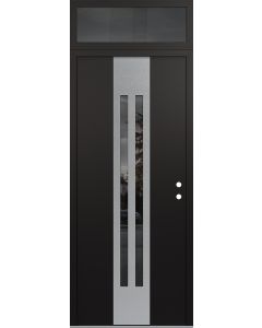 DIAMOND A8 36" X 96" BLACK/BLACK MIRRORED GLASS PANEL STAINLESS STEEL LHI WITH TRANSOM MIRRORED GLASS