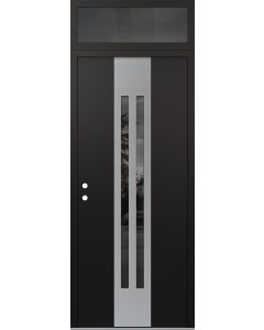 DIAMOND A8 36" X 96" BLACK/BLACK MIRRORED GLASS PANEL STAINLESS STEEL RHI WITH TRANSOM MIRRORED GLASS