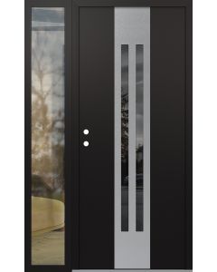 DIAMOND A8 52" X 80" BLACK/BLACK MIRRORED GLASS PANEL STAINLESS STEEL RHI WITH SIDELITE CLEAR GLASS