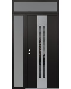DIAMOND A8 48" X 96" BLACK/BLACK MIRRORED GLASS PANEL STAINLESS STEEL RHI WITH SIDELITE AND TRANSOM FROSTED GLASS