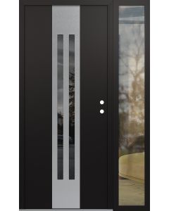 DIAMOND A8 52" X 80" BLACK/BLACK MIRRORED GLASS PANEL STAINLESS STEEL LHI WITH SIDELITE CLEAR GLASS