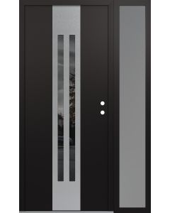 DIAMOND A8 52" X 80" BLACK/BLACK MIRRORED GLASS PANEL STAINLESS STEEL LHI WITH SIDELITE FROSTED GLASS