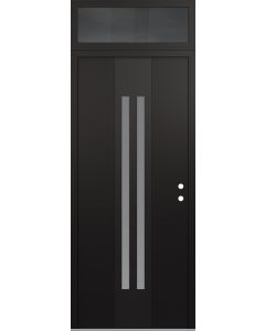 DIAMOND A8 36" X 96" BLACK/WHITE FROSTED GLASS PANEL BLACK LHI WITH TRANSOM MIRRORED GLASS